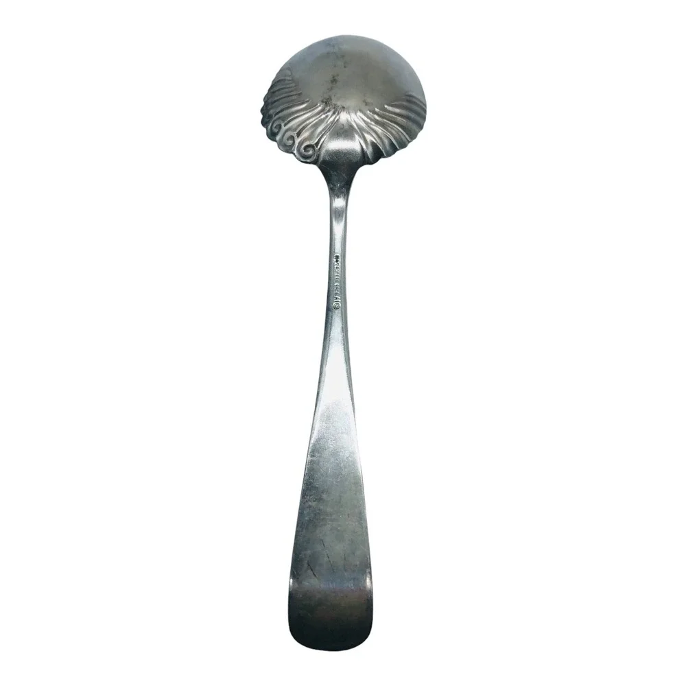 Vintage DUNDEE 1847 Rogers Bros AI Silver Plate Serving Spoon Scalloped Swirl